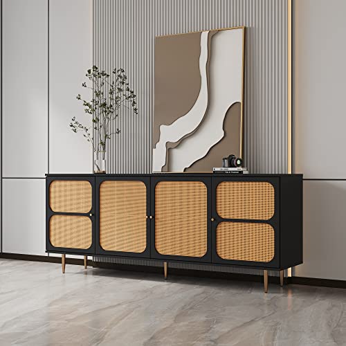 Rattan Sideboard Buffet Cabinet with Adjustable Shelf for TV up to 55" Z584820