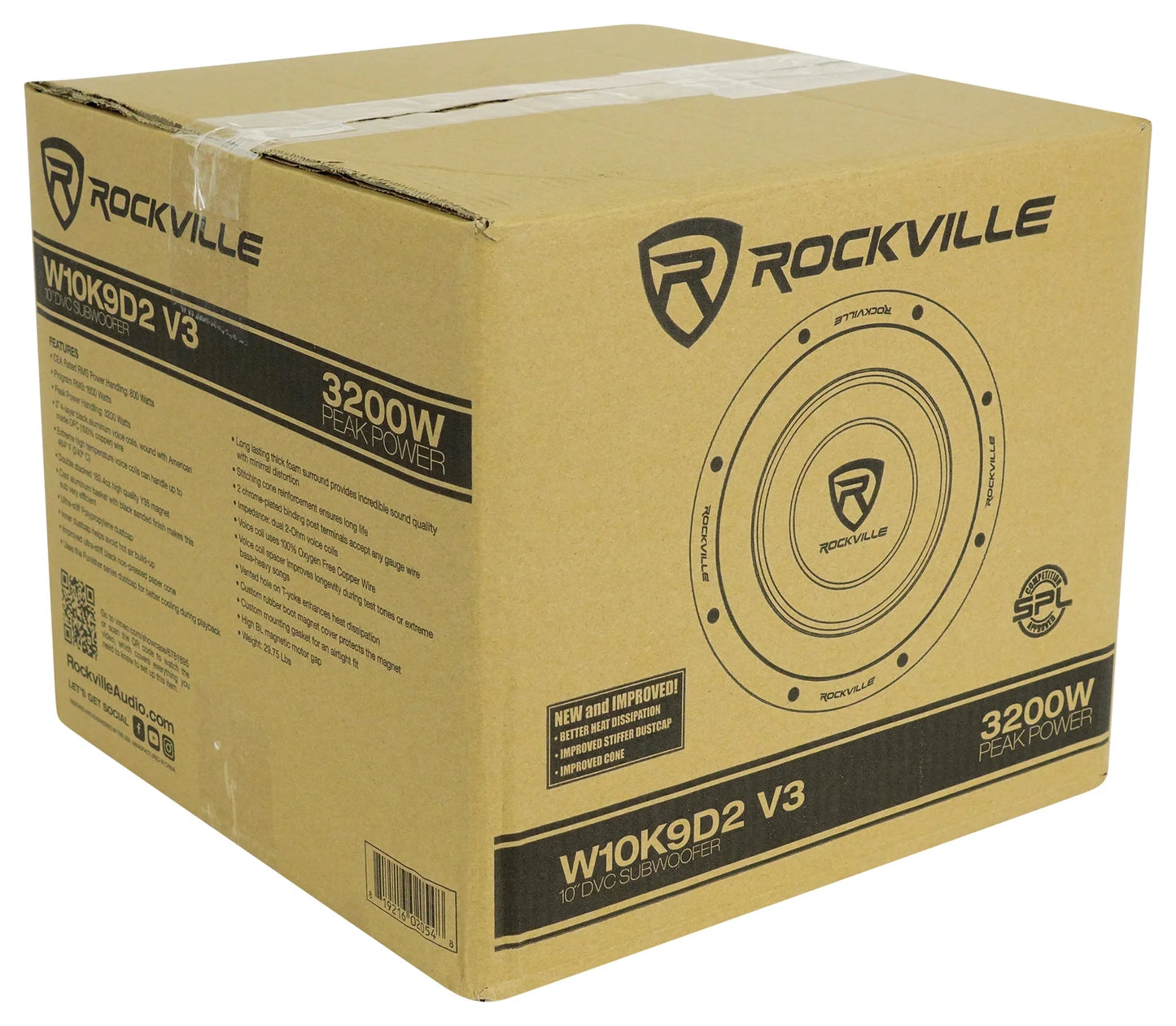Rockville W10K9D2 V3 10" Car Subwoofer DVC 2-Ohm L9864
