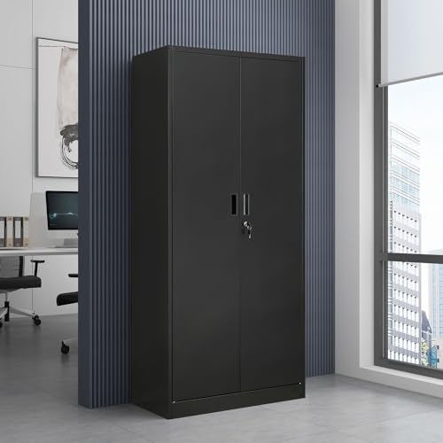 Metal Storage Cabinet 72" Lockable Garage Tool Cabinet with Doors and Shelves A825