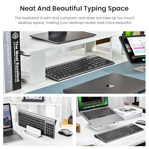 Wireless Keyboard and Mouse Combo, Compact Full Size, 2.4G Ultra-Thin, for Windows PC and Laptop - Blue C3065
