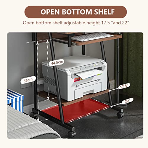 Small Computer Desk with Storage Shelves, Rolling for Home Office C424
