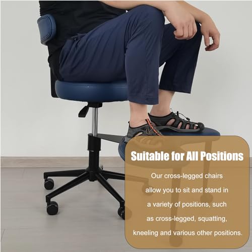 ADHD Office Chair Cross Legged with Foot Rest, Adjustable Ergonomic Stool for Short People (Blue) Z386407