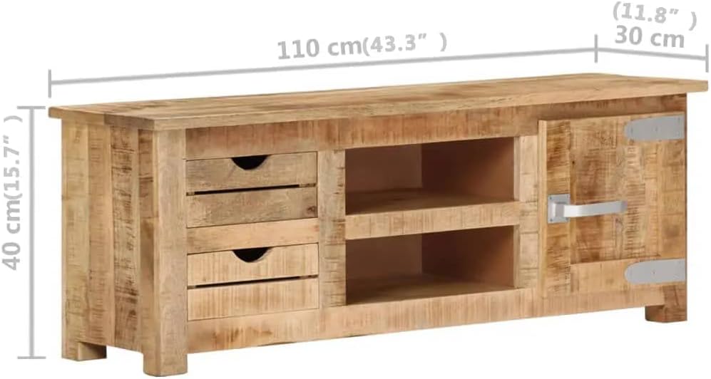 Country Farmhouse Entertainment Center TV Stand, Mango Wood F68253