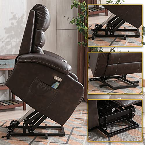 Power Lift Chair Recliner for Elderly with Massage and Heat, PU Leather A13614
