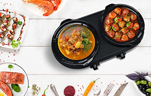 Double Slow Cooker, 2 x 1.25QT Mini Pots, Adjustable Temp, Dishwasher Safe, Stainless Steel J3720