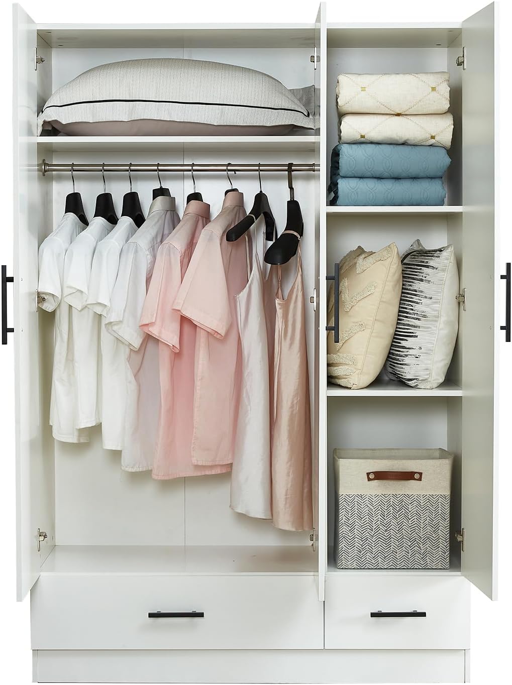 White Armoire Wardrobe with 3 Doors and 2 Drawers H660555