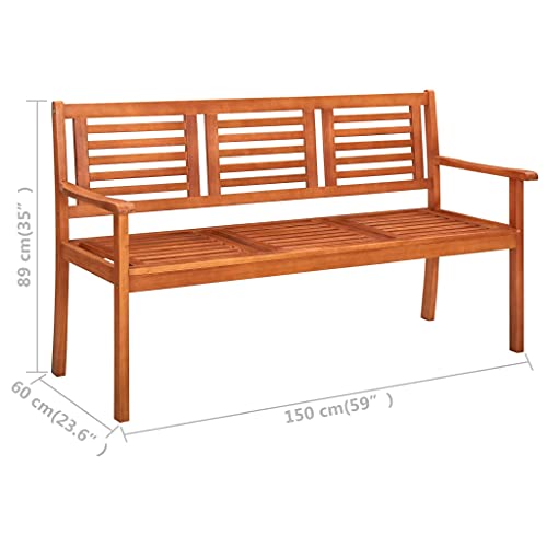 Patio Bench 3-Seater 59.1" Solid Eucalyptus Wood Rustic Brown M687284