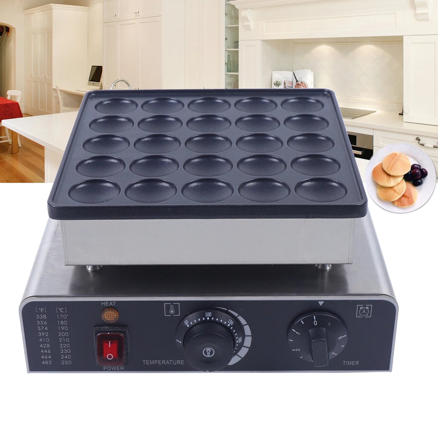 800W Commercial Nonstick Waffle Maker Mini Dutch Pancake Baker E43707