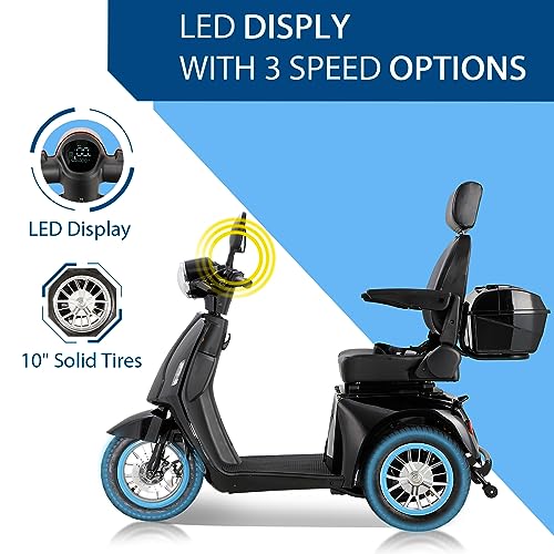 Folding Mobility Electric Trike 60V 800W for Adults, 3-Wheel, Black X4760