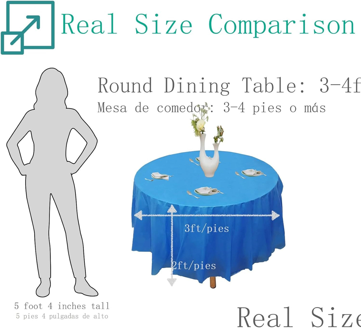 12pk Plastic Round Table Cover 84" Diameter, Royal Blue T13497
