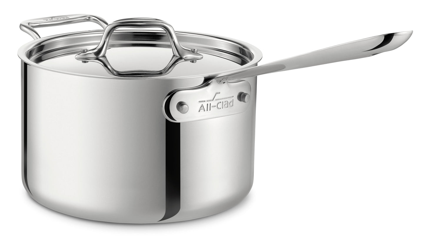 All-Clad Stainless Steel Saucepan with Lid, 4 qt