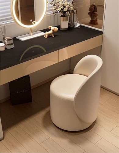 PU Leather Vanity Stool with 360° Rotatable Base, Brown E753201