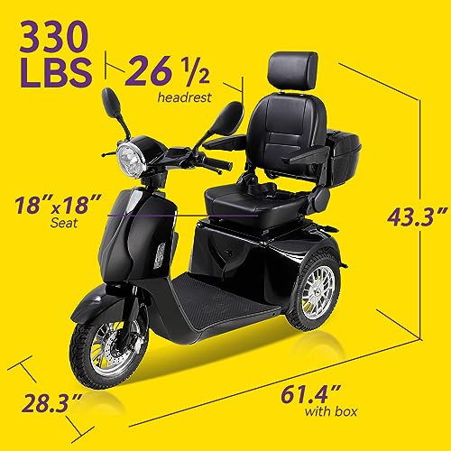 Folding Mobility Electric Trike 60V 800W for Adults, 3-Wheel, Black X4760