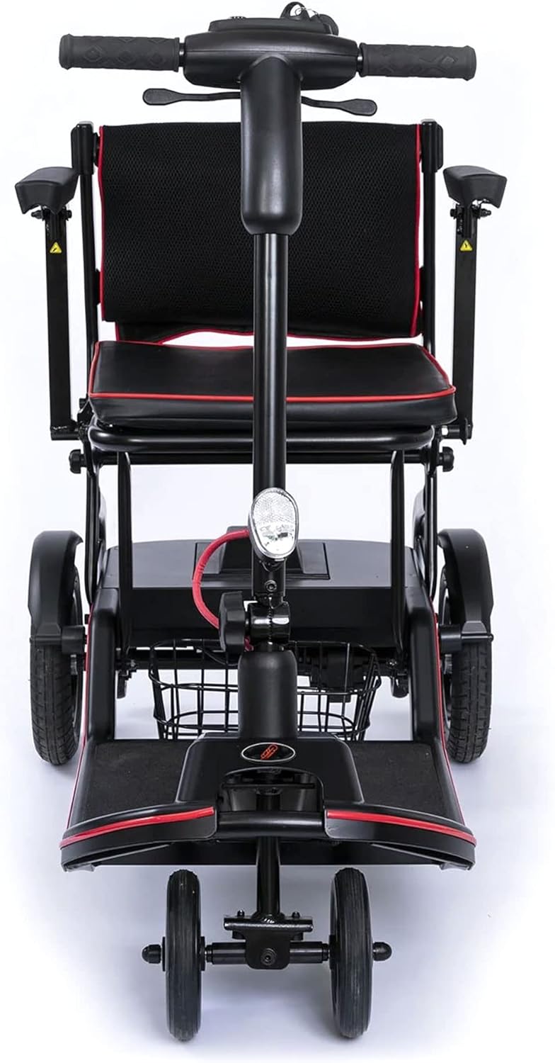 FeatherMobility Black 4 Wheel Mobility Scooter with Long Range Battery, Compact Fold Z375