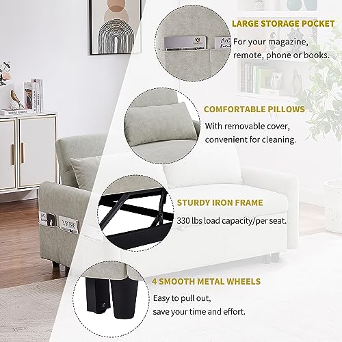 GIA 3 in 1 Convertible Sleeper Sofa Futon Couch with Adjustable Backrest, Gray K696399