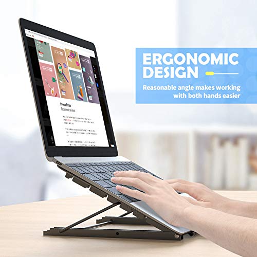 Foldable Laptop Stand for Desk, Ventilated, Adjustable (Black) F75332