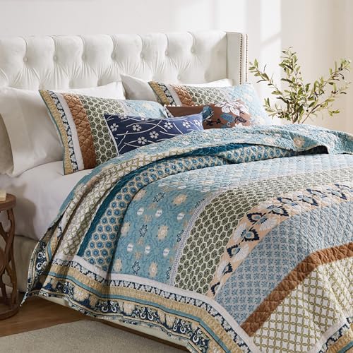 Greenland Home Thalia Quilted Bedding Set, Full/Queen, Blue E377029