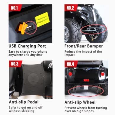 4 Wheels 3-Speed Electric Mobility Scooter for Adults and Seniors, Black R1598