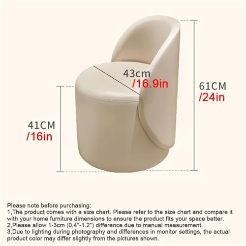 PU Leather Vanity Stool with 360° Rotatable Base, Brown E753201