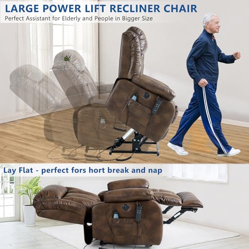 Power Lift Chair Recliner for Elderly with Heat and Massage, Dark Blue F8425