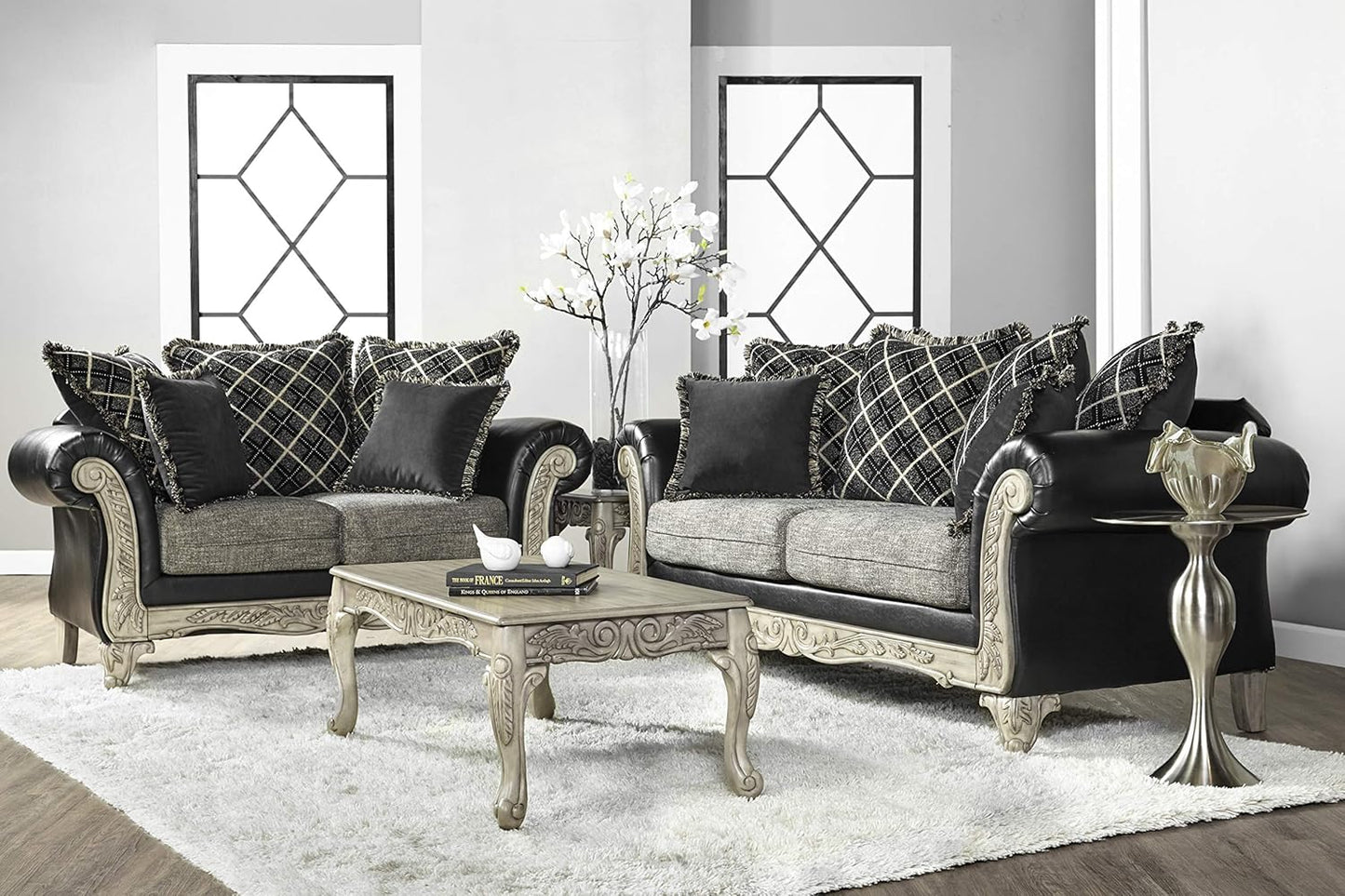 Roundhill Furniture San Marino Sofas, Ebony