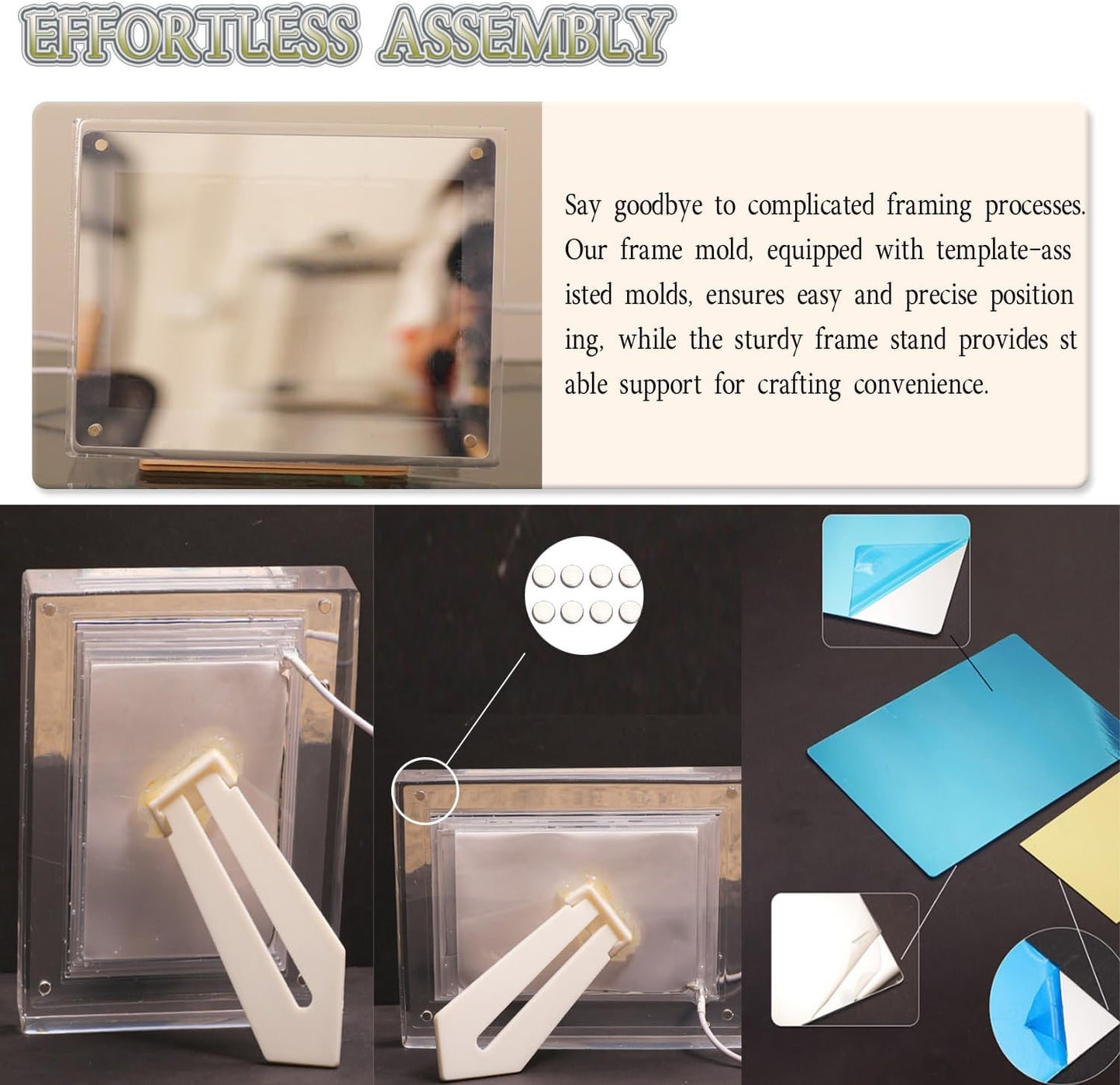 BOSOIRSOU 19 pcs Luminous Photo Frame Resin Casting Mold Set, Rectangle Silicone Molds for DIY Crafts Q51998
