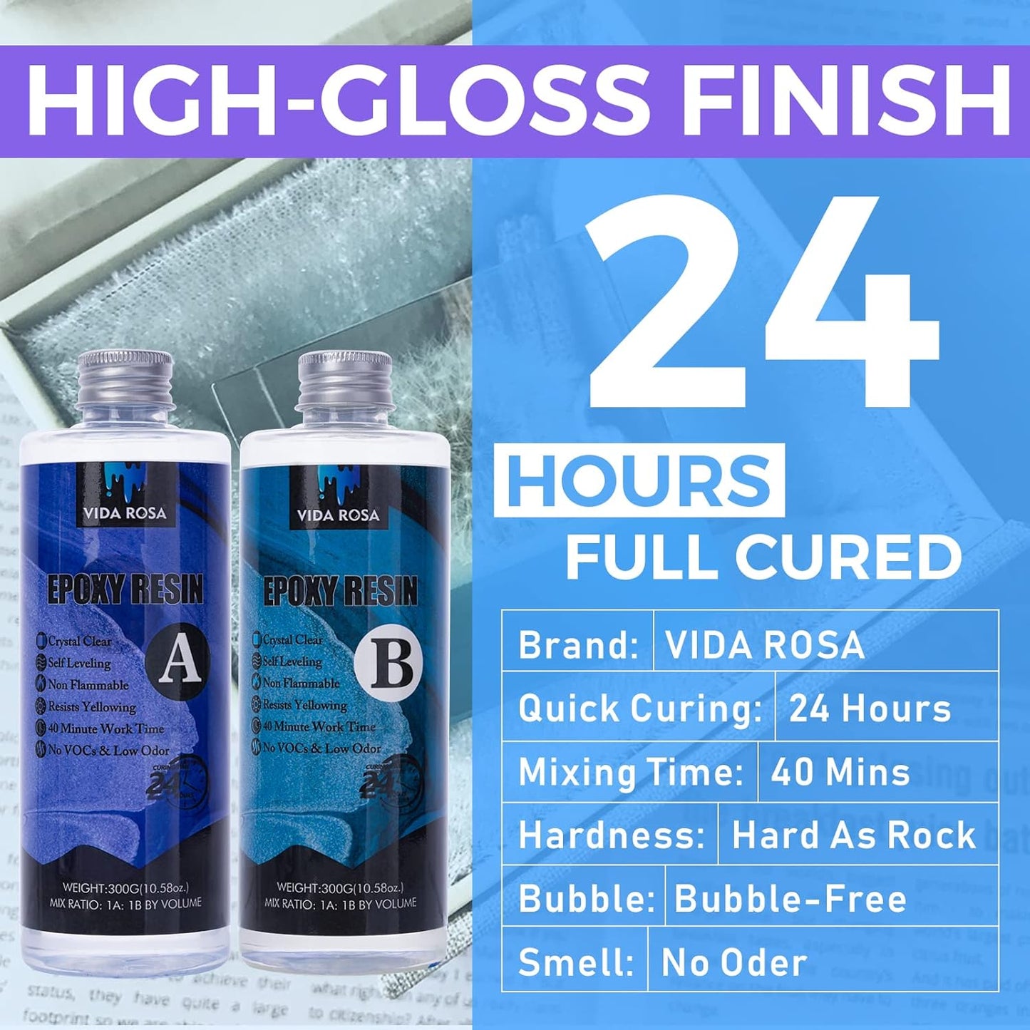 Vida Rosa Epoxy Resin Kit for Beginners with Molds, 600ml Y1915