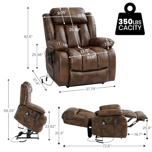 Power Lift Chair Recliner for Elderly with Heat and Massage, Dark Blue F8425