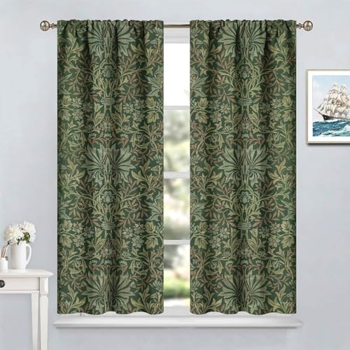 Vintage William Morris Floral Curtains 42x45 Inch 2 Panels K829