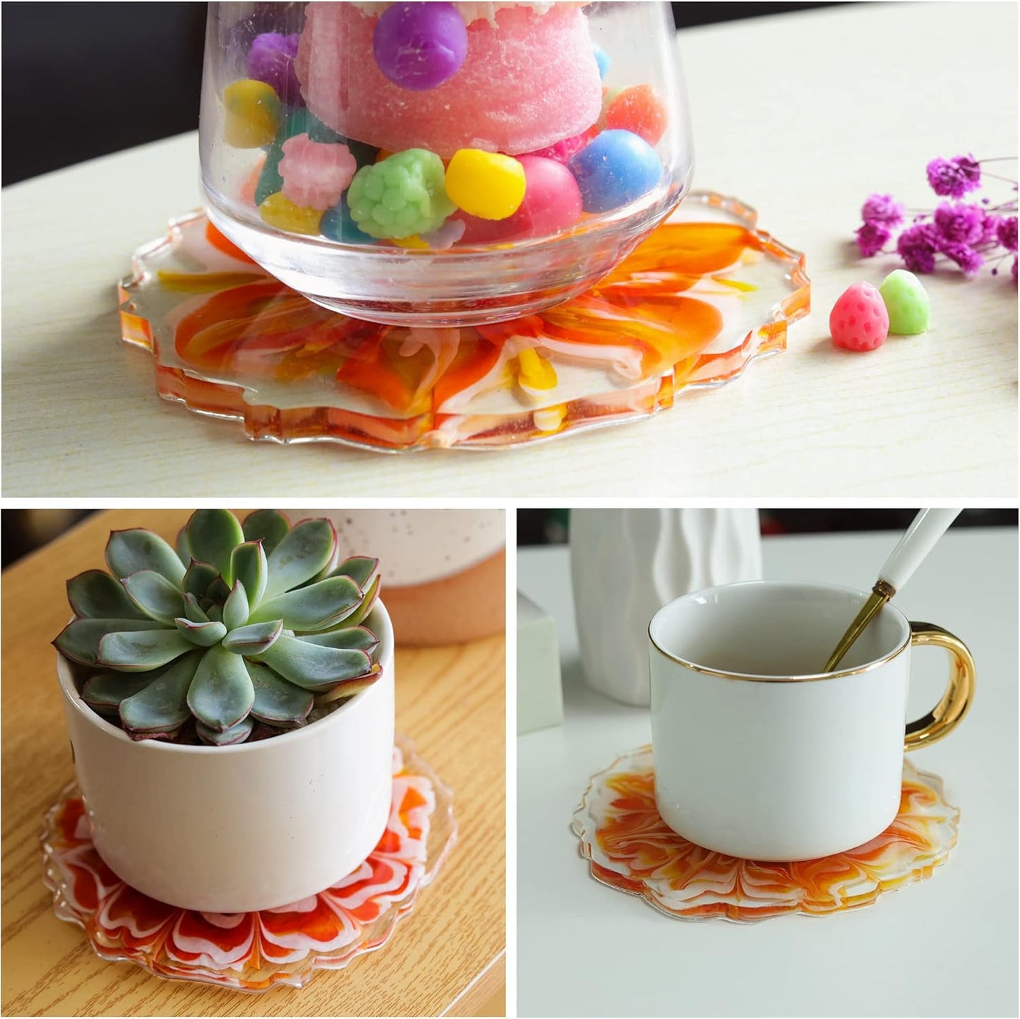 LET'S RESIN Geode Resin Coaster Molds, 4 Pcs Silicone E3417