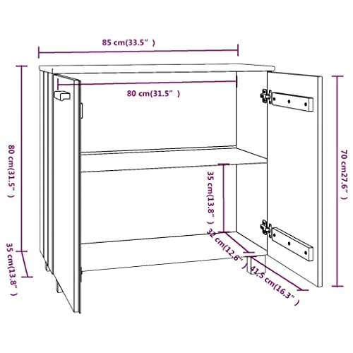 Buffets & Sideboards Sideboard Light Gray Solid Wood Pine with 2 Doors W320135