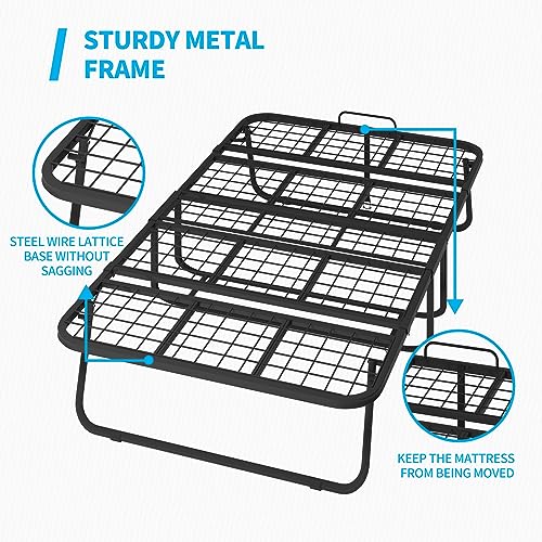 Mjkone Folding Bed with 5 Inch Memory Foam Mattress, Single Rollaway Bed for Guests H456