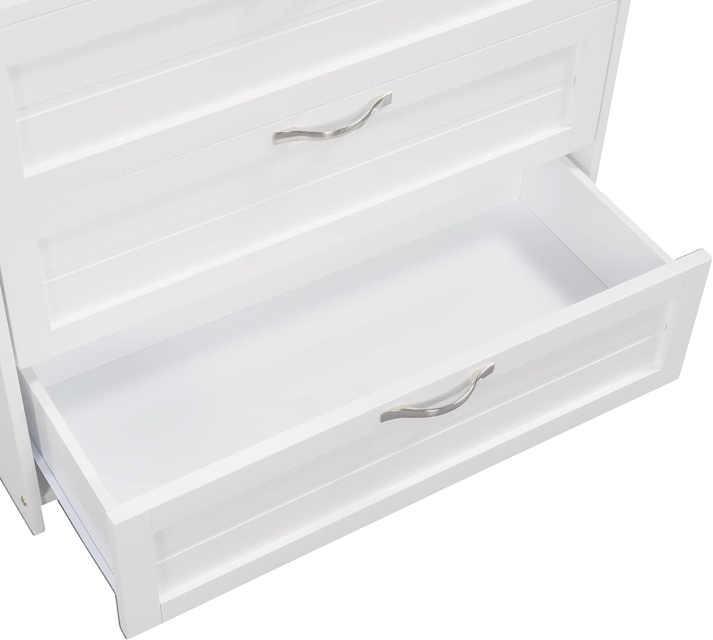 Twin Low Loft Bed with Slide, Storage Cabinets, Shelves, White B5467