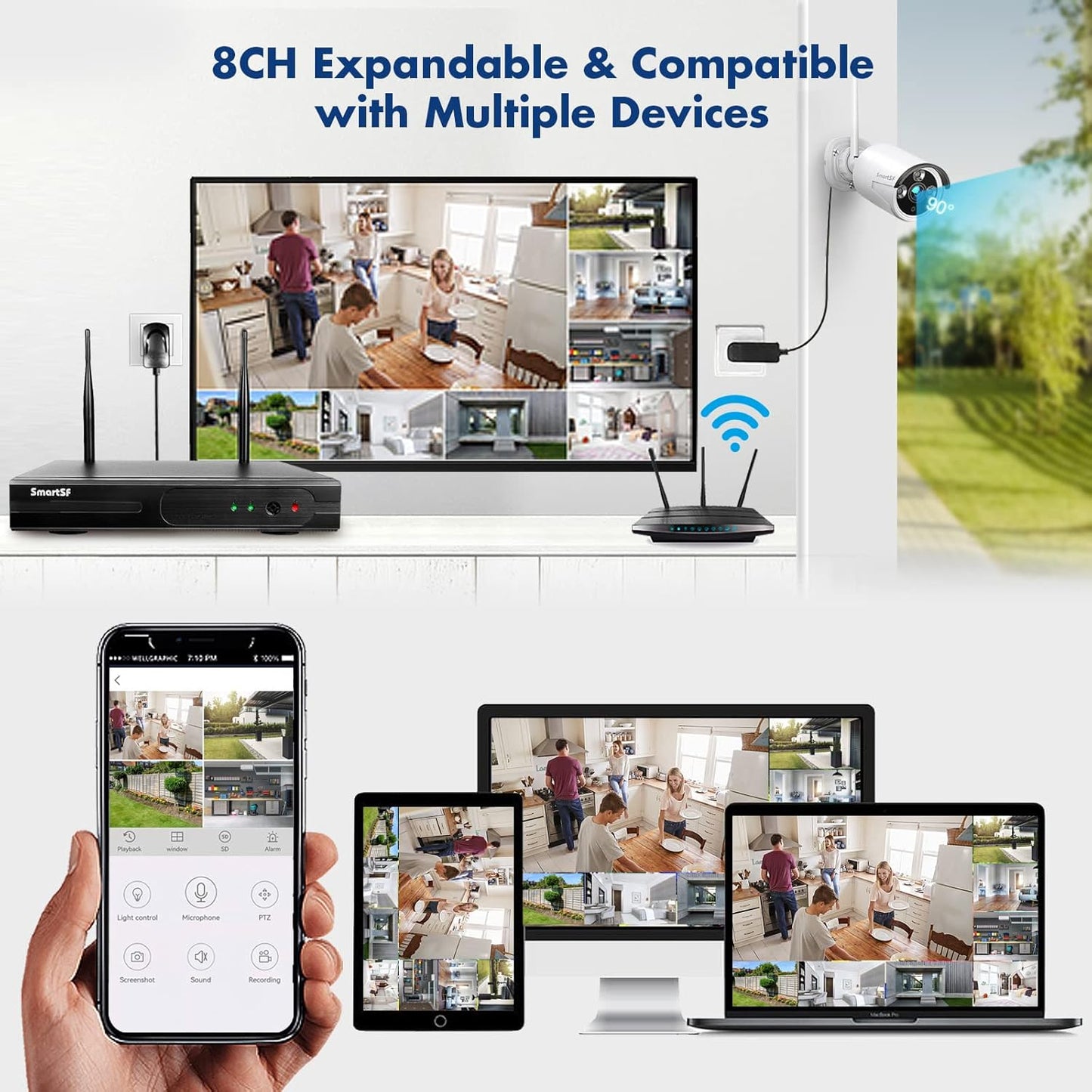 Wireless Security Camera System 1080P with 1TB Hard Drive, Indoor Outdoor D3247
