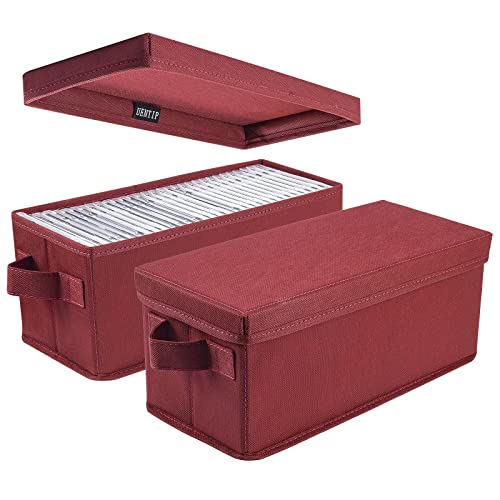 CD Storage Boxes - Pack of 2 CD Case Holder - 13.2" x5.9" x 5.3", Container holds 30 CDs in full jewel cases, 60 CDs in slim cases, and 165 discs in CD sleeves - Black (2 Pack)
