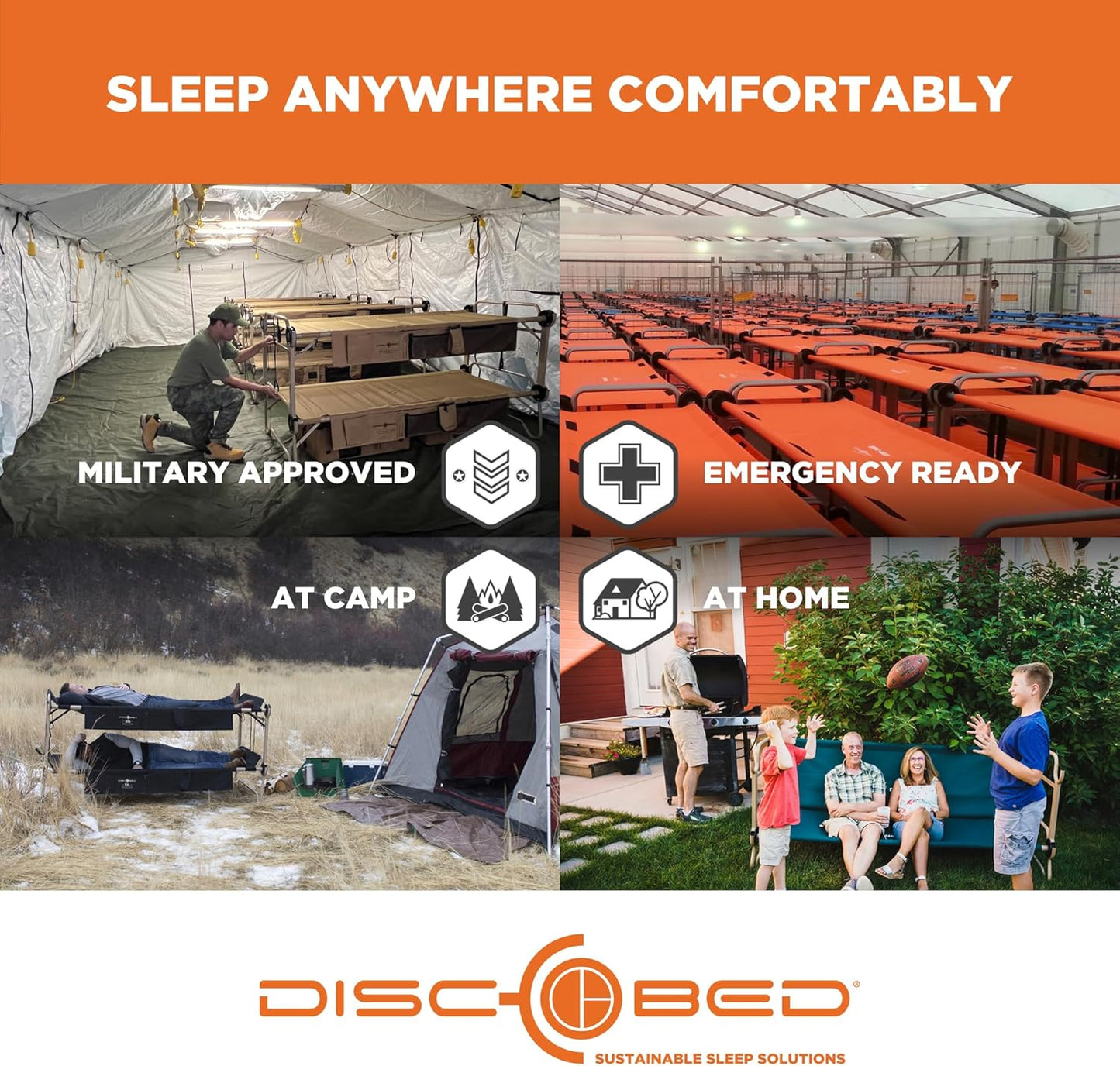 Outdoor Convertible 2 Person Camping Cot with Side Organizers B171