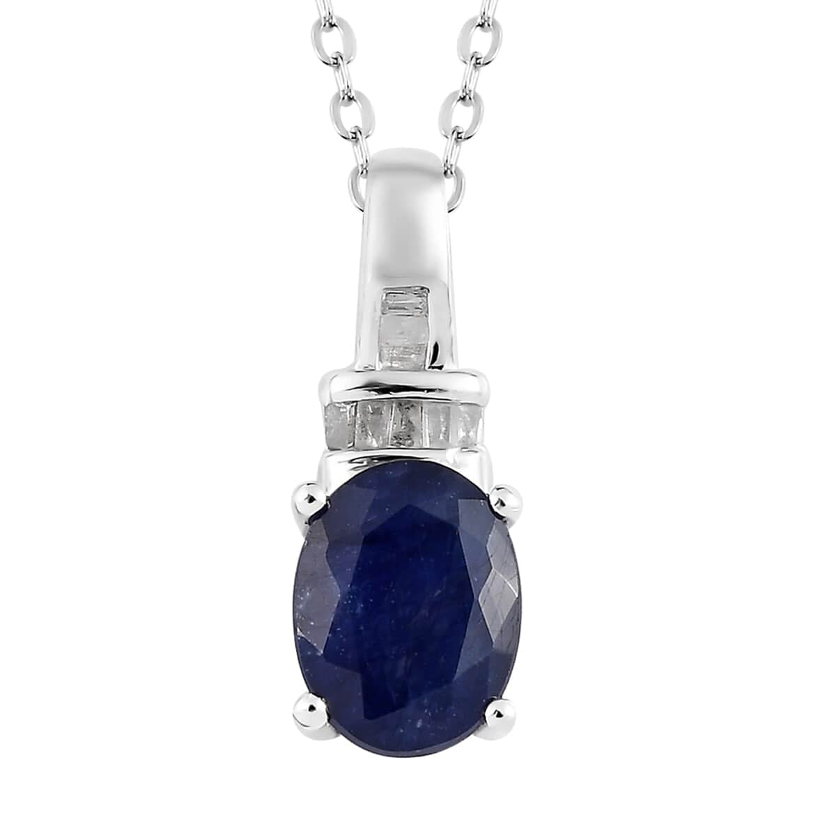 Shop LC Jewelry for Women 925 Sterling Silver Diamond Platinum Plated Sapphire Pendant Necklace Ct 1.6 Birthday Gifts for Women