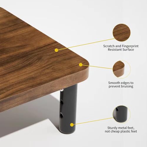 Wooden Monitor Stand Riser with Drawer, Height Adjustable, Black E484352