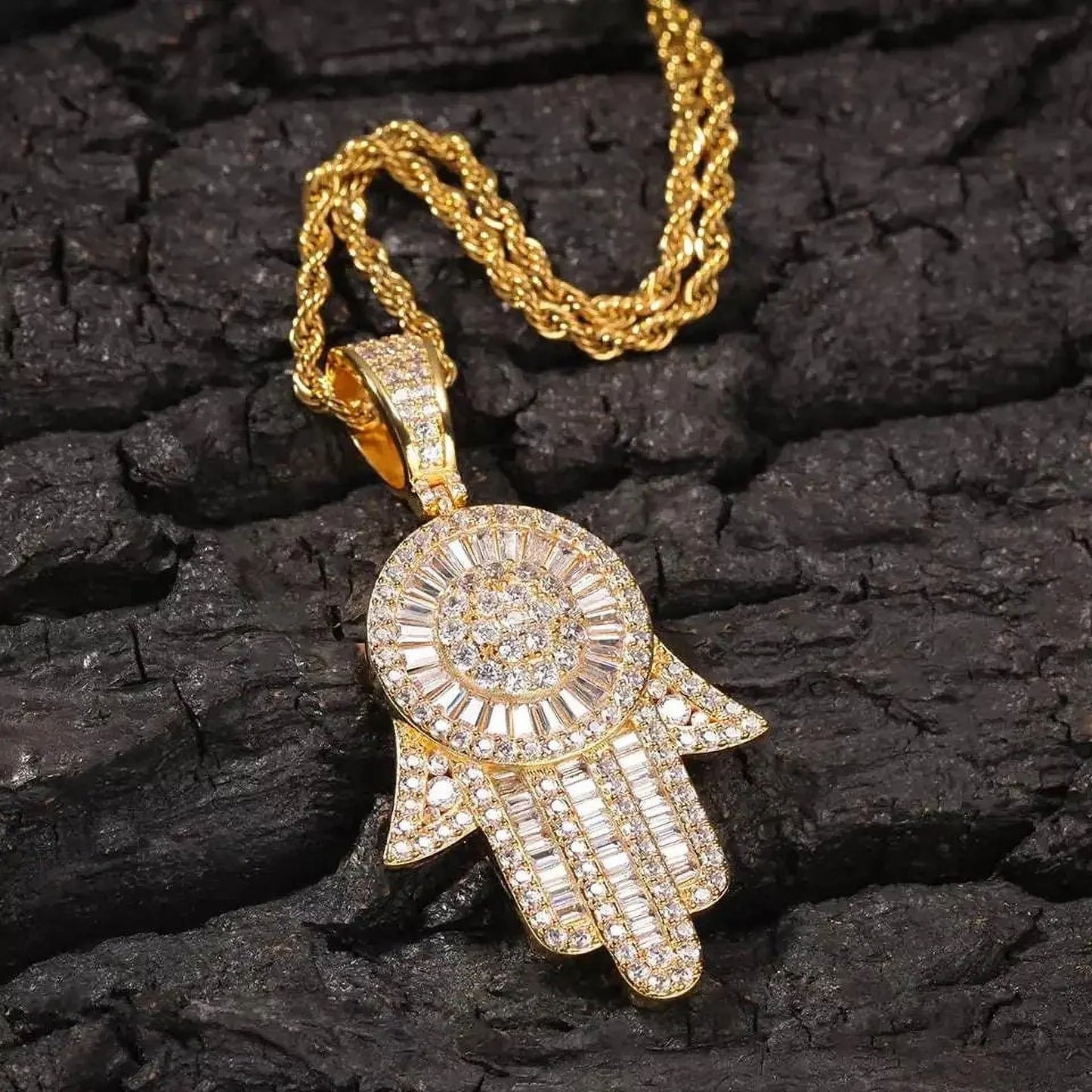 14K Gold Over Hamsa Hand Pendant Necklace X35556