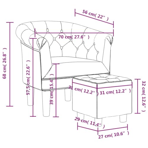 Silver Faux Leather Tub Chair with Footstool A72439