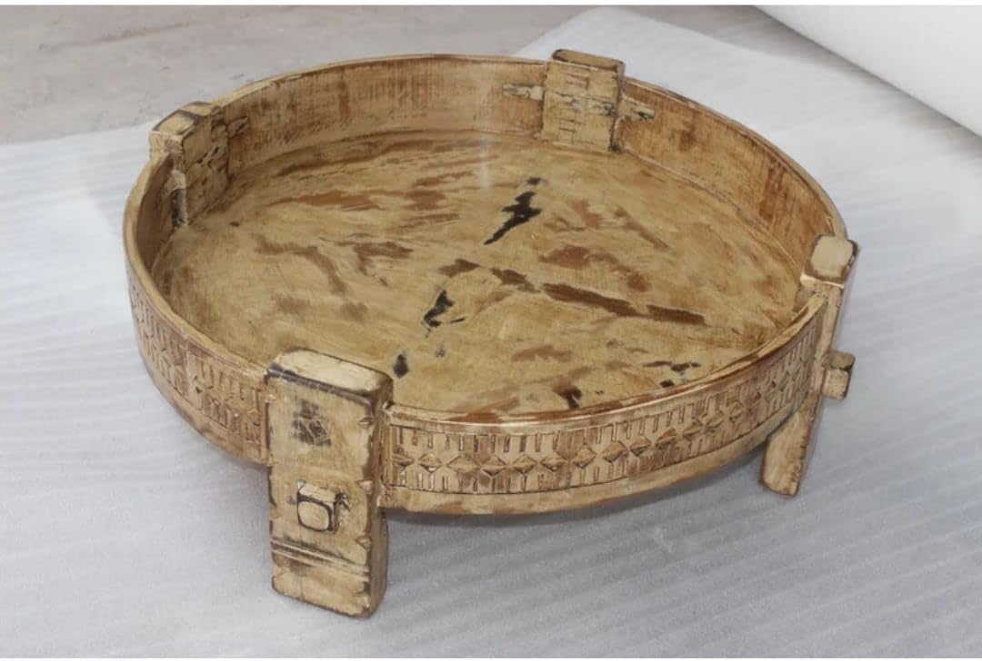 Hand Carved Solid Mango Wood Round Coffee Table H451