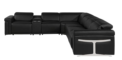 Riccardo 6-Piece Italian Leather Sectional Sofa with Power Reclining Seats, White L74812