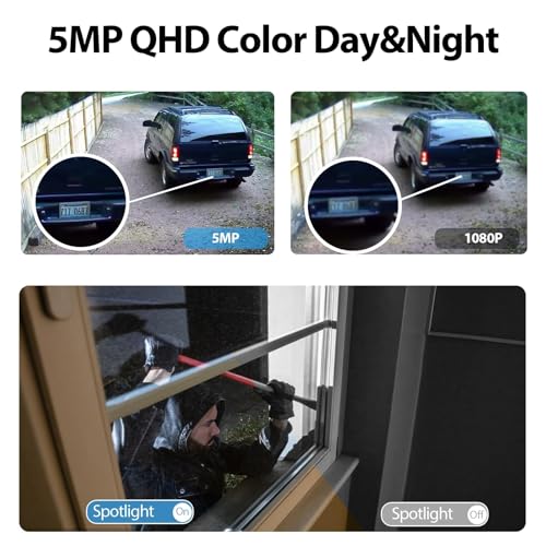 Wireless Outdoor Security Camera 5MP Battery Powered with AI Motion Detection W885