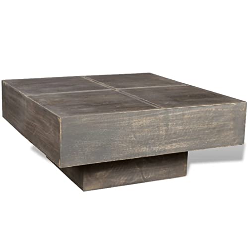 Coffee Table Dark Brown Square Solid Mango Wood,AntiqueStyle Square Coffee Table with Mango Wood Dark Brown Accent Coffee Tables for Home & Kitchen