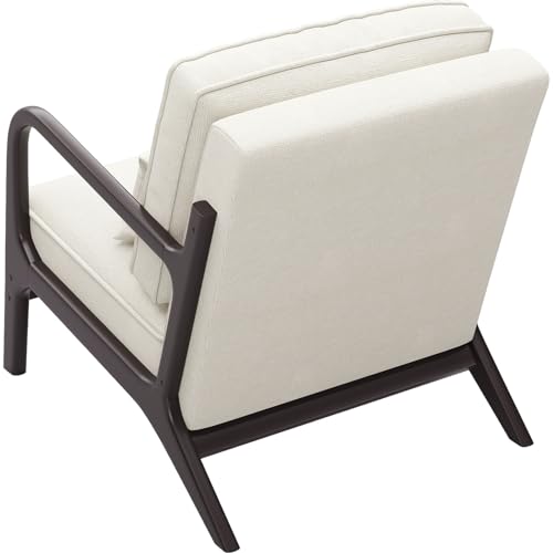Belffin Accent Chair Mid-Century Linen Upholstered Armchair Light Grey E604