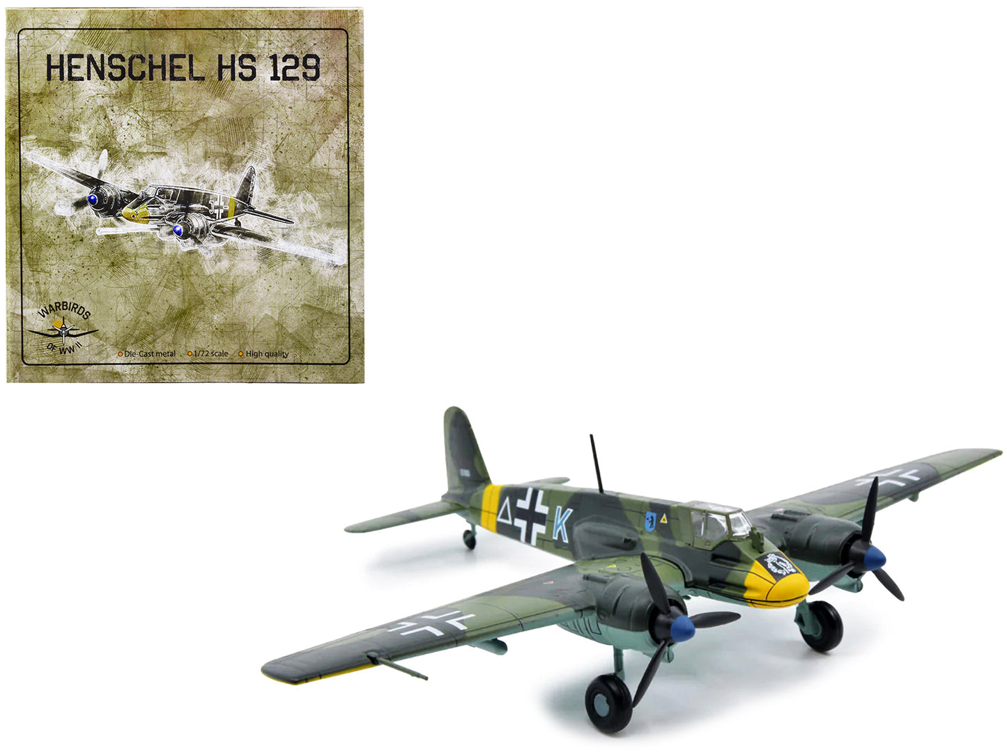 Henschel HS 129 Aircraft (Germany 1942) 1/72 Diecast Model by Warbirds of WWII S176456