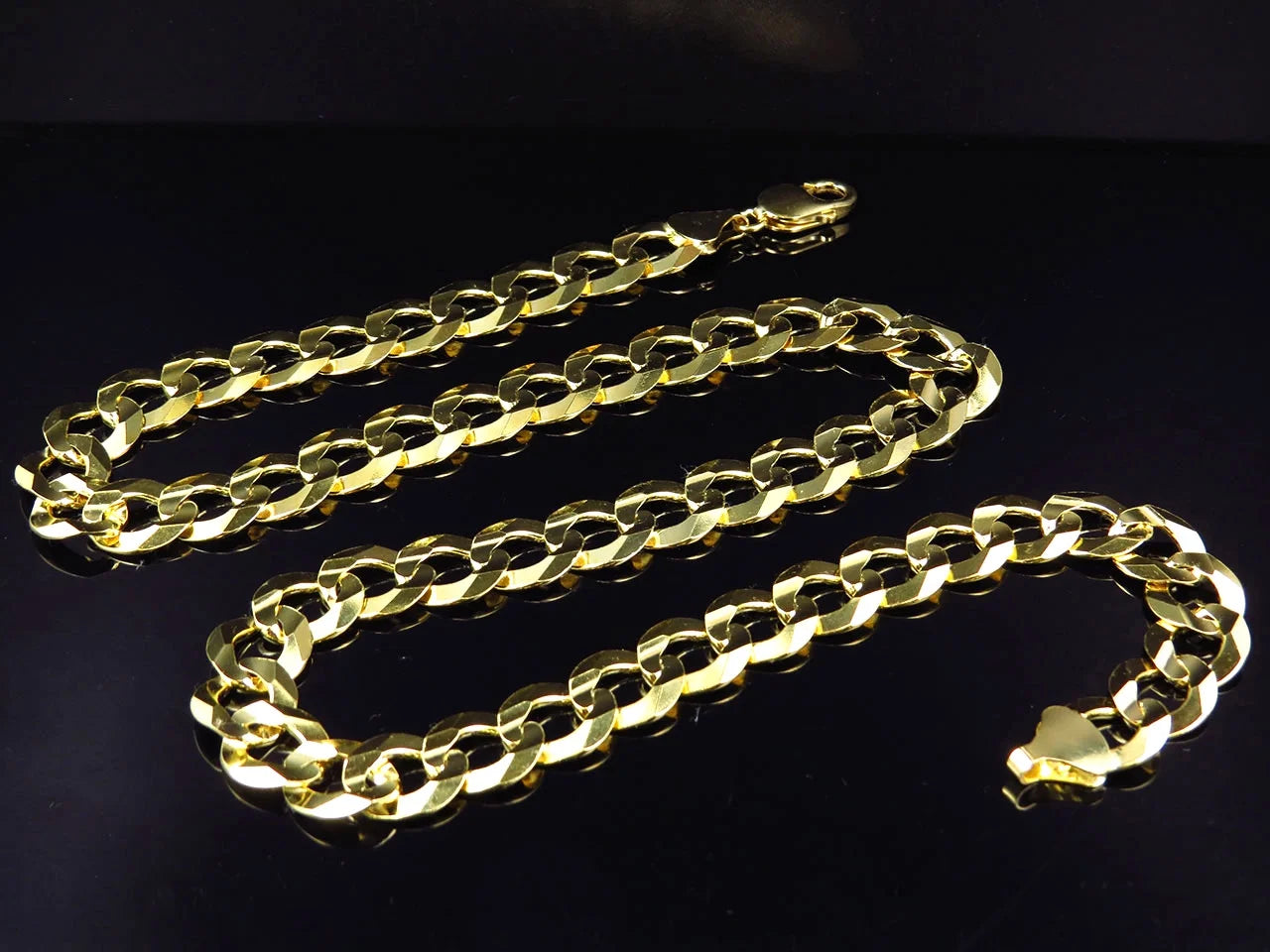 Real 10K Yellow Gold Cuban Link Chain Necklace 20-30" C25434