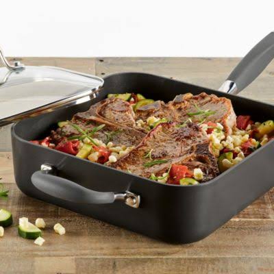Anolon Advanced Hard-Anodized Nonstick 4-Quart Covered Square Saute P356