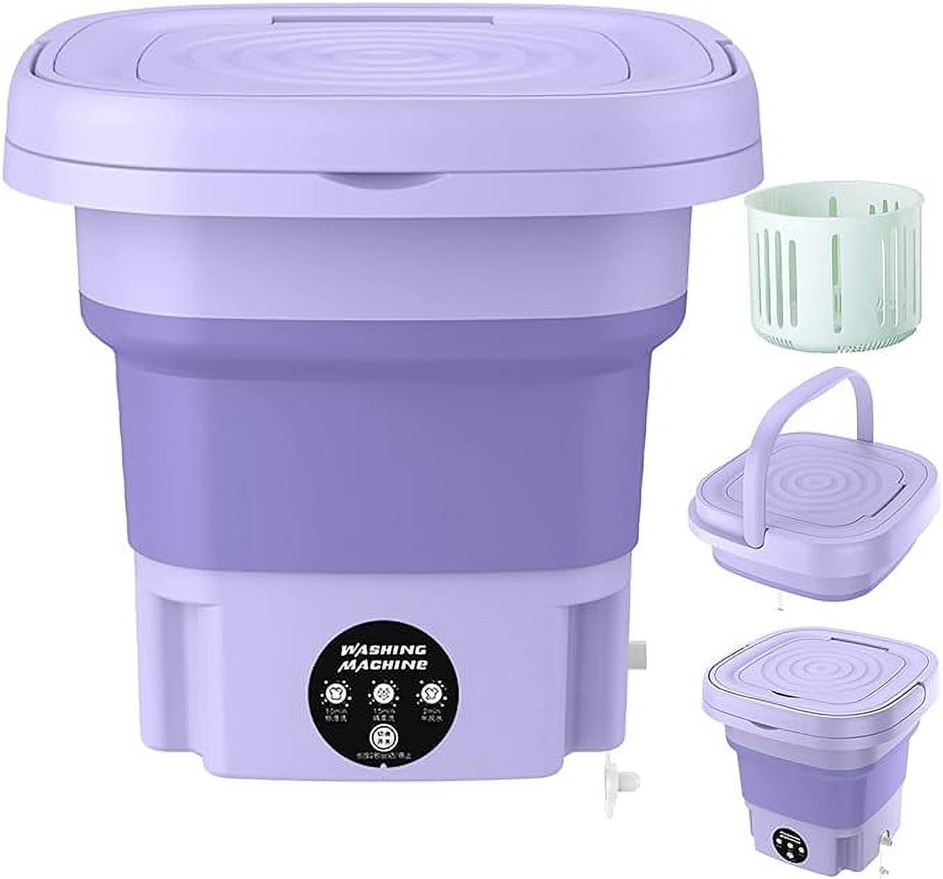 Purple JahyShow Portable Washing Machine - 8L High Capacity Mini Washer for Baby Clothes and Towels