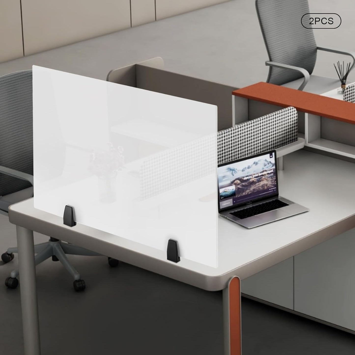 2PCS Acrylic Desk Dividers with Clamp, Dual Frosted Plexiglass Privacy Panels, 30 x 18 inch G68502